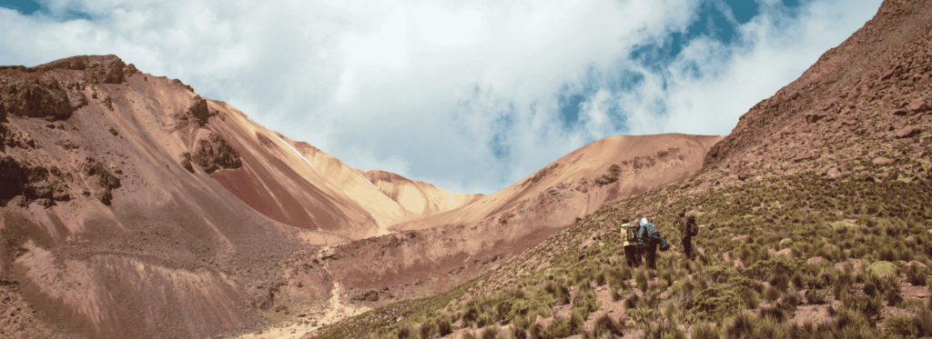 a person walking on a mountain